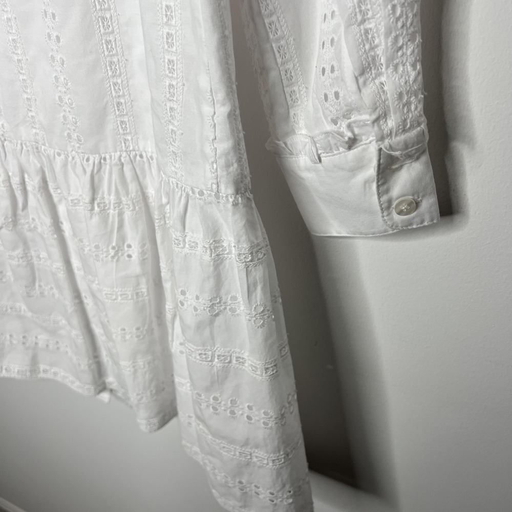 Draper James Dress Womens 4 White Eyelet Shirt Dress Long Sleeve Lined DRW0642 - Picture 9 of 13